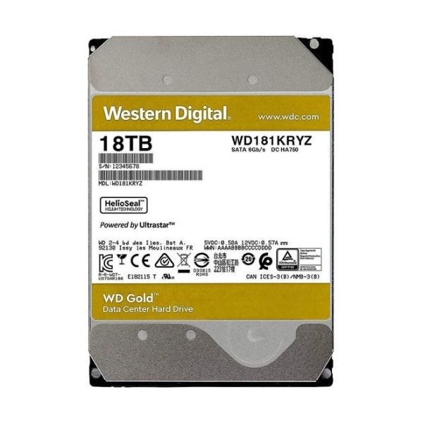 WD Gold 18TB HA750 3.5 HDD SATA 6GB/s | P/N: 6EG4357L 1